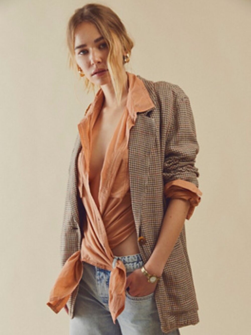 Free People Houndstooth Beckett Blazer